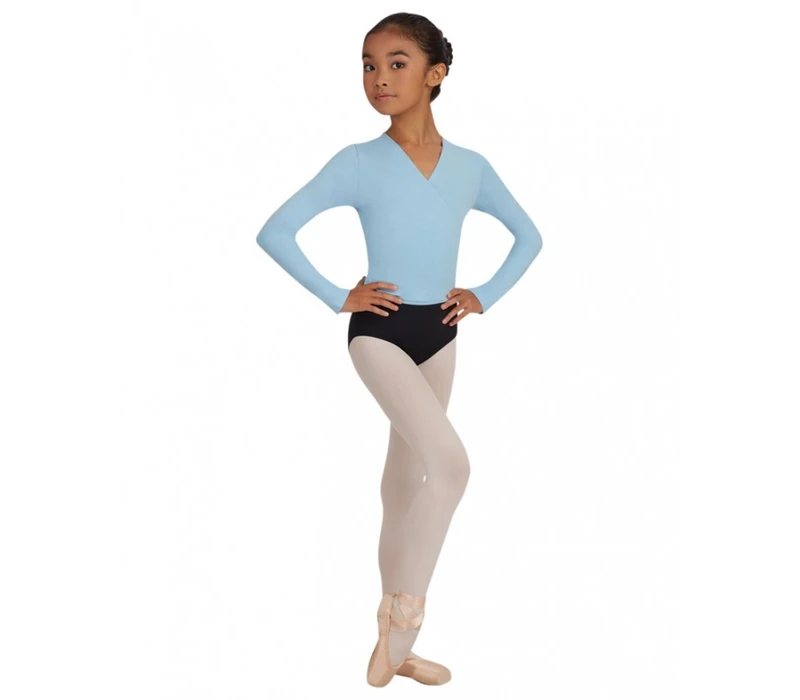 Capezio cross over top, top na zahriatie pre dievčatá - Modrá svetlo Capezio