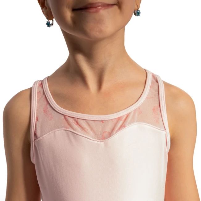 Bloch Evie Floral tank, dievčenský dres s tutu sukničkou na hrubé ramienka Bloch Evie Floral tank, dievčenský dres s tutu sukničkou na hrubé ramienka - Ružová candy Bloch