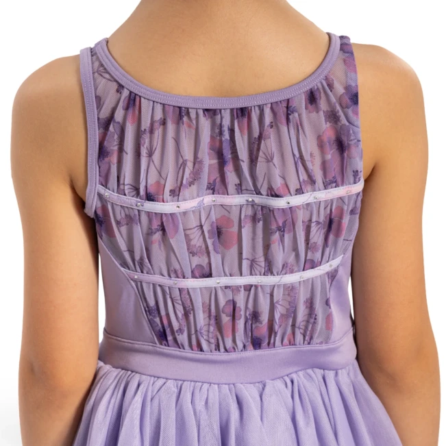 Bloch Evie Floral tank, dievčenský dres s tutu sukničkou na hrubé ramienka Bloch Evie Floral tank, dievčenský dres s tutu sukničkou na hrubé ramienka - Orgovánová lilac Bloch