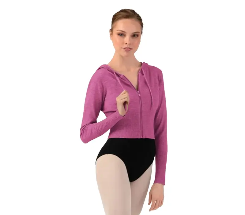 Bloch Cropped Knit Full Zip Hoodie, dámska mikina s kapucňou Bloch Cropped Knit Full Zip Hoodie, dámska mikina s kapucňou - Ružová - Deep pink Bloch