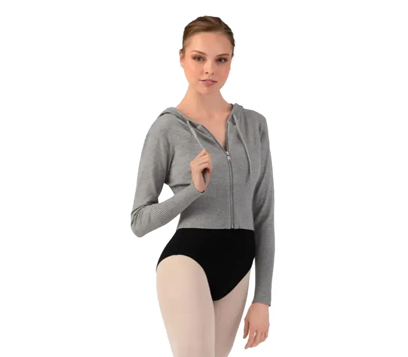 Bloch Cropped Knit Full Zip Hoodie, dámska mikina s kapucňou - Sivá Bloch Bloch Cropped Knit Full Zip Hoodie, dámska mikina s kapucňou - Sivá Bloch
