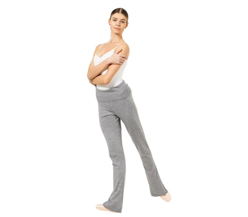 Bloch Flare Pant Rollover, dámske úpletové nohavice - Sivá Bloch