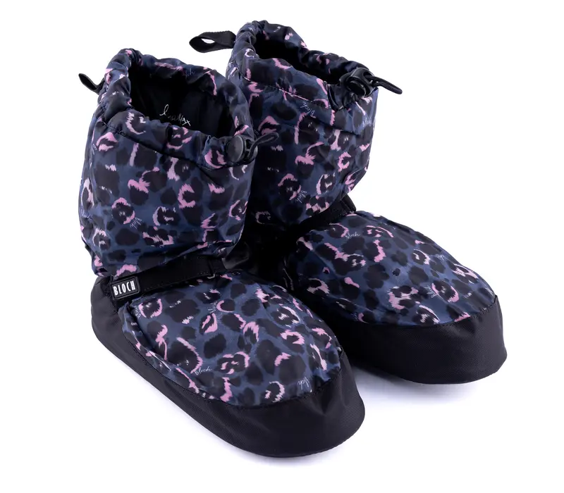 Bloch booties edícia so vzorom, zahrievacia obuv  - čierna zviera Bloch