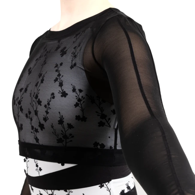 Capezio C'est La Vie Joyeux mesh cover up, dámsky top - Čierna