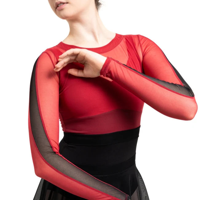 Capezio C'est La Vie Joyeux mesh cover up, dámsky top - Červená scarlet Capezio