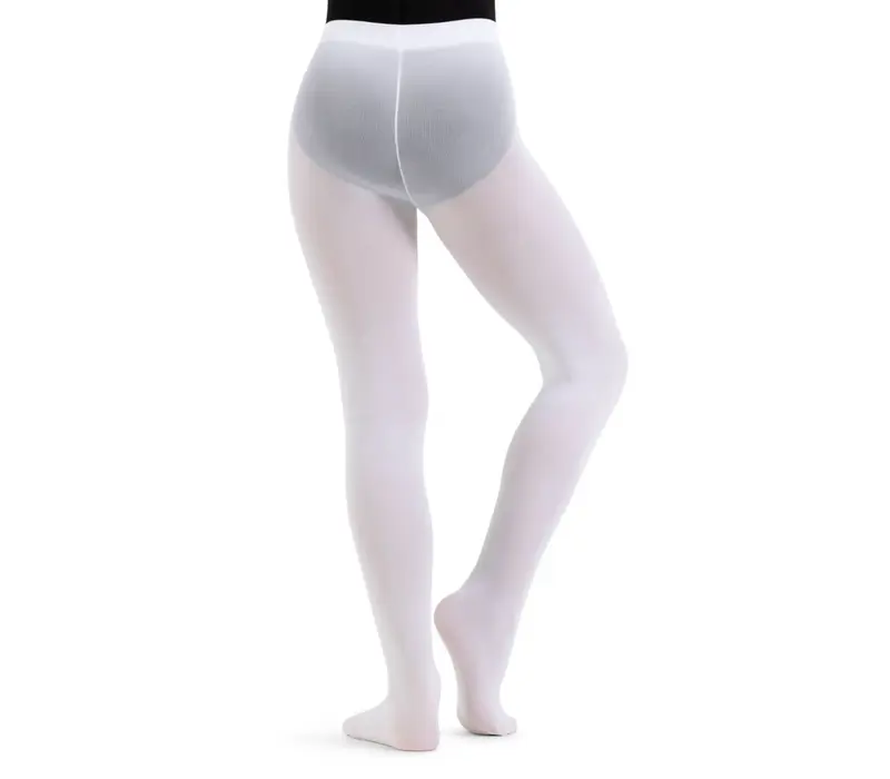 Capezio ultra soft Footed Tight, dievčenské pančucháče s celým chodidlom - Biela