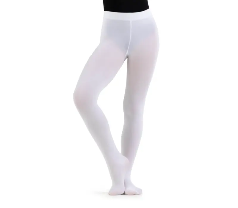 Capezio ultra soft Footed Tight, dievčenské pančucháče s celým chodidlom - Biela