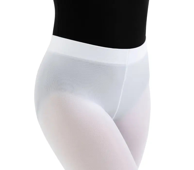 Capezio ultra soft Footed Tight, dievčenské pančucháče s celým chodidlom - Biela