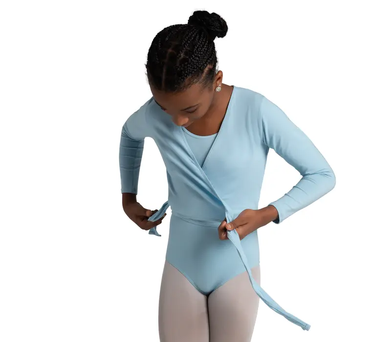 Capezio cross over top, top na zahriatie pre dievčatá - Modrá svetlo Capezio