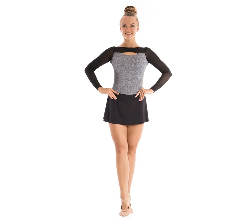 Capezio Activ, dres s dlhým rukávom pre dievčatá - Sivá - grey