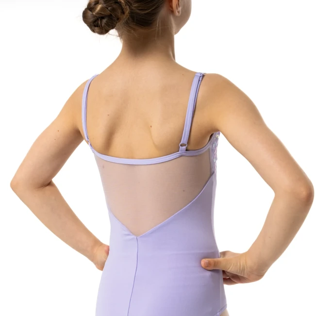 Capezio Lake leotard, kvietkovaný dievčenský dres na tenké ramienka Capezio Lake leotard, kvietkovaný dievčenský dres na tenké ramienka - Fialová - lavender