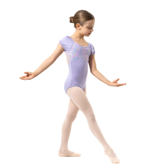 Capezio Lotus leotard, kvietkovaný dievčenský dres s krátkym rukávom