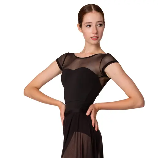 Capezio Meryl Mesh Yoke Short Sleeve, baletný dres