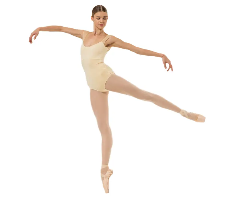 Capezio Moonsruck Cap Sleeve Leotard, dámsky dres s krátkym sieťovaným rukávom - Svetlo žltá - Butter Capezio