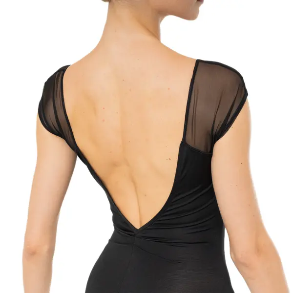 Capezio Moonsruck Cap Sleeve Leotard, dámsky dres s krátkym sieťovaným rukávom