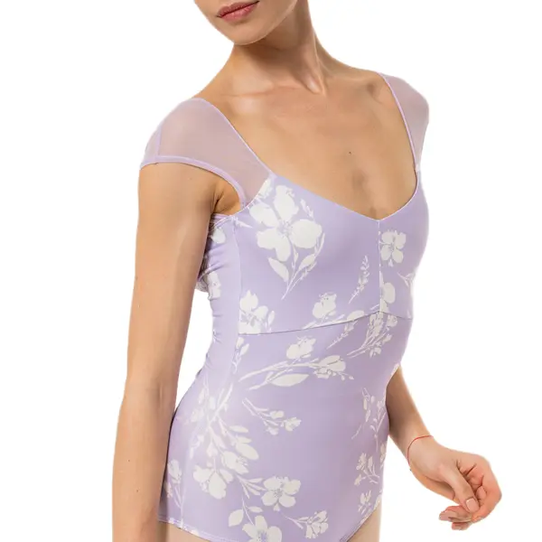 Capezio Moonsruck Cap Sleeve Leotard, dámsky dres s krátkym sieťovaným rukávom