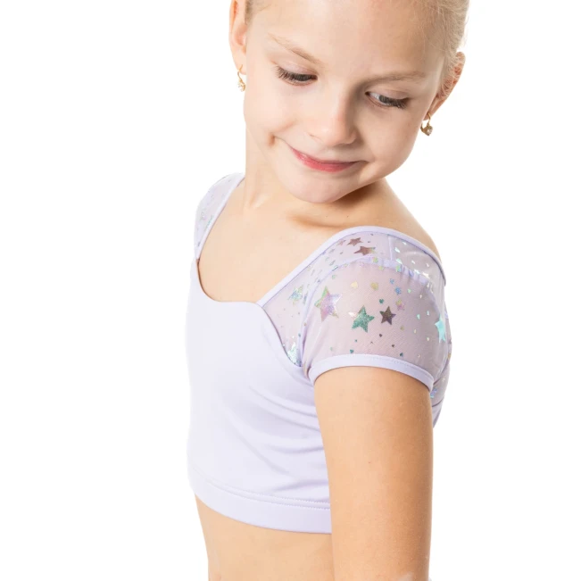 Capezio Star Cosmic Top, crop top pre dievčatá Capezio Star Cosmic Top, crop top pre dievčatá - Fialová - lavender