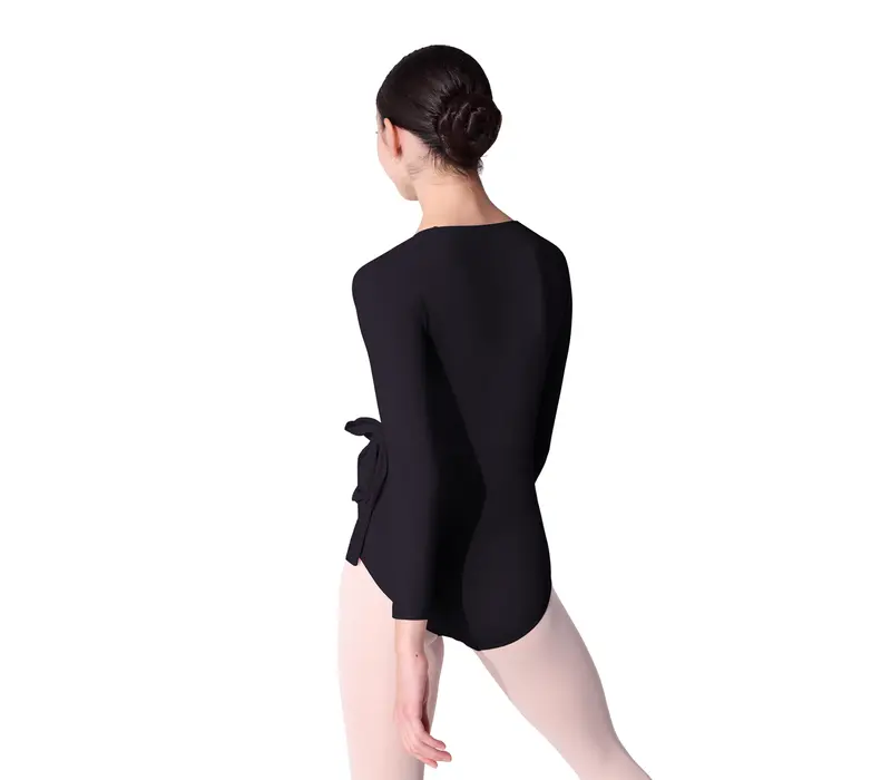 Capezio Essentials Wrap Top, dievčenský top na zaväzovanie - Čierna