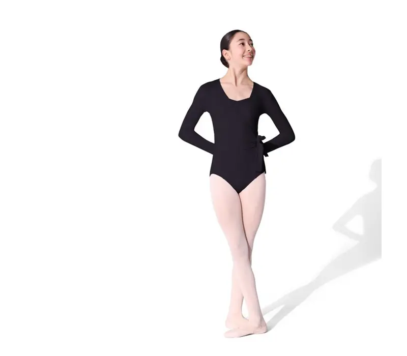 Capezio Essentials Wrap Top, dievčenský top na zaväzovanie - Čierna