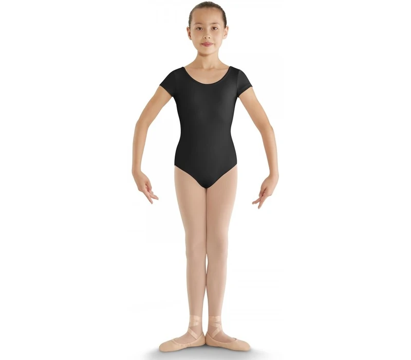 Bloch strap back cap sleeve leotard, detský dres - Čierna