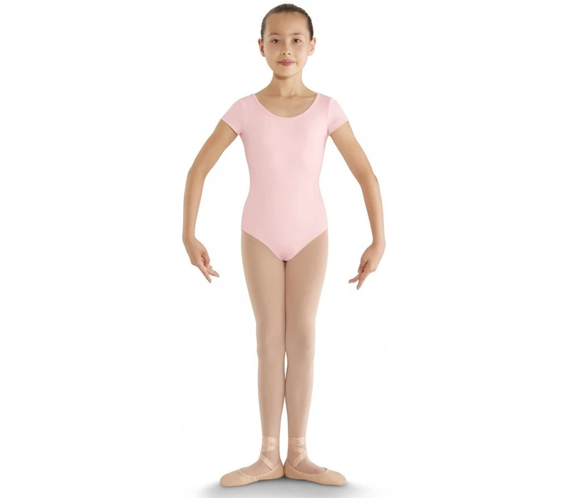 Bloch strap back cap sleeve leotard, detský dres - Ružová candy Bloch