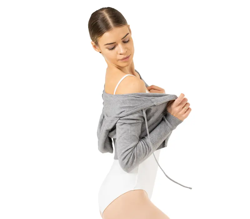 Bloch Cropped Knit Full Zip Hoodie, dámska mikina s kapucňou - Sivá Bloch Bloch Cropped Knit Full Zip Hoodie, dámska mikina s kapucňou - Sivá Bloch