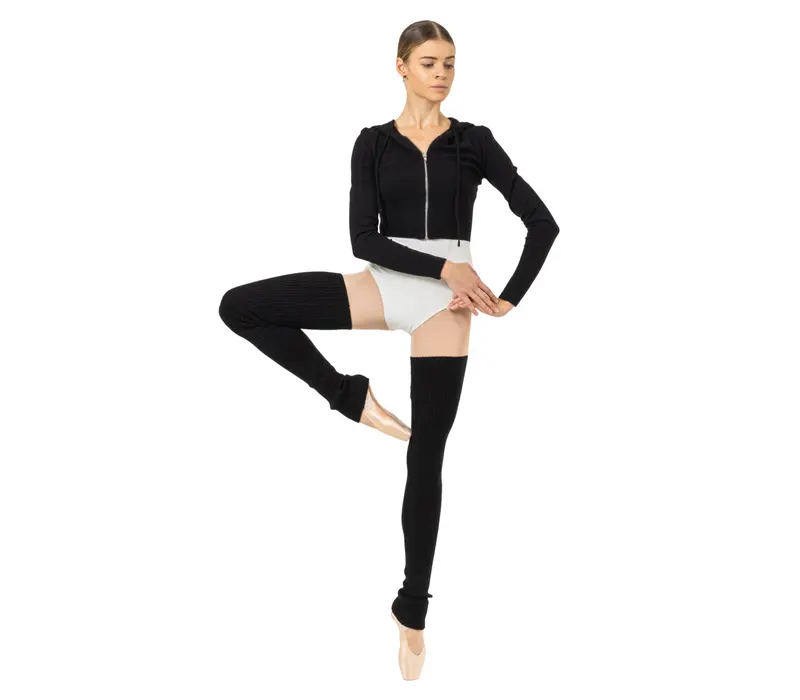 Bloch Cropped Knit Full Zip Hoodie, dámska mikina s kapucňou Bloch Cropped Knit Full Zip Hoodie, dámska mikina s kapucňou - Čierna