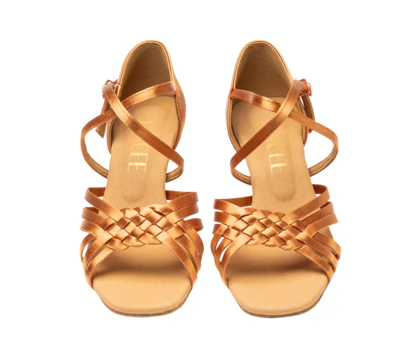 Dancee Clara, dámske latinky - Telová - dark tan