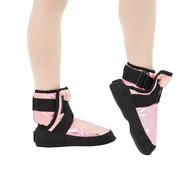 Capezio Glam Warmup Booties, obuv na zahriatie - Metalická svetlo ružová