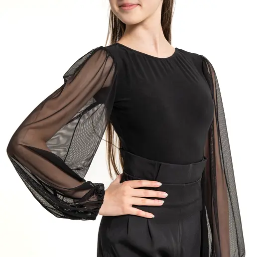 FSD Kamila mesh, dievčenské body so sieťovanými rukávmi