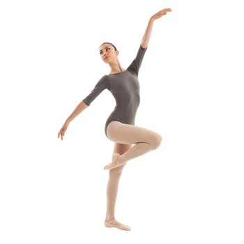 Capezio Essential boatneck, dres pre dámy s 3/4 rukávom - Sivá - grey