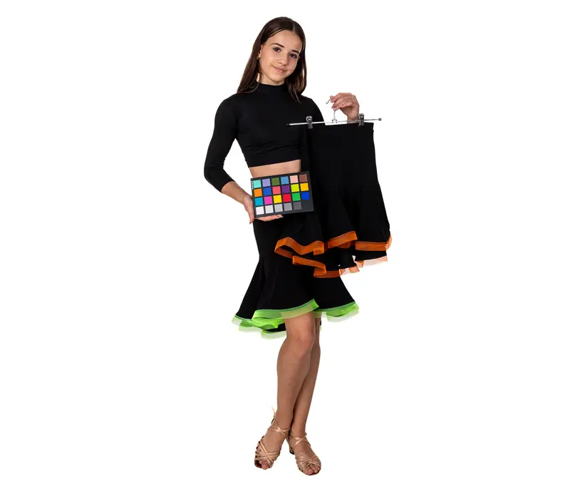 Detská sukňa na latino basic - Čierno/oranžová