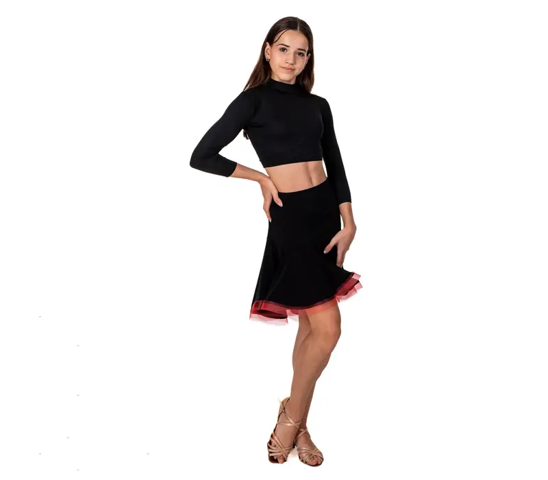 Detská sukňa na latino basic - Červeno/čierna
