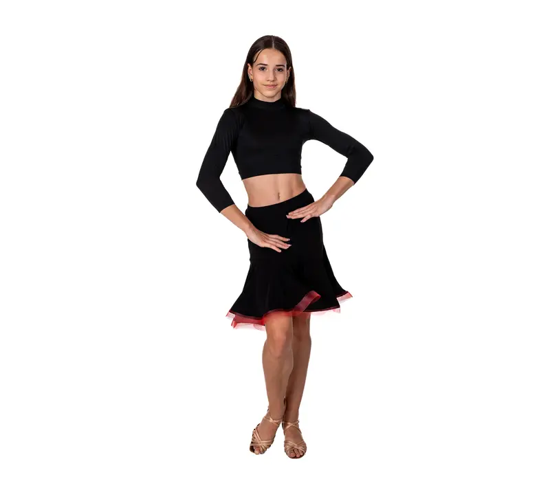 Detská sukňa na latino basic - Červeno/čierna