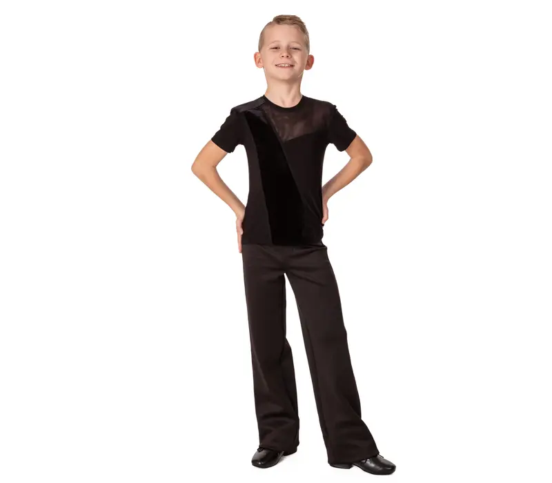 Chlapčenské tričko na spoločenský tanec basic - Čierna