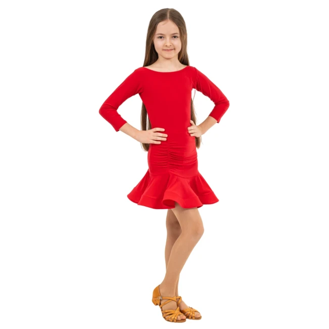 FSD Olívia, dievčenské latino šaty - Červená - red