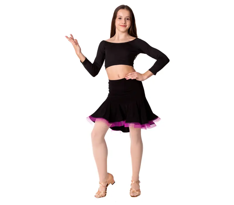 Detská sukňa na latino basic - Čierno/karmínová