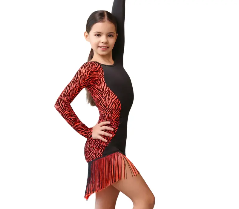 Grand Prix Dolly, dievčenské body s dlhým rukávom - čierna/korálová GP