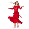 Karla line, dámske body na latinu s dlhým rukávom - Červená - red