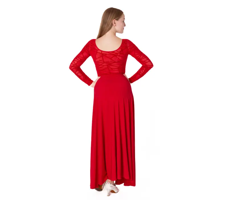 Karla line, dámske body na latinu s dlhým rukávom - Červená - red