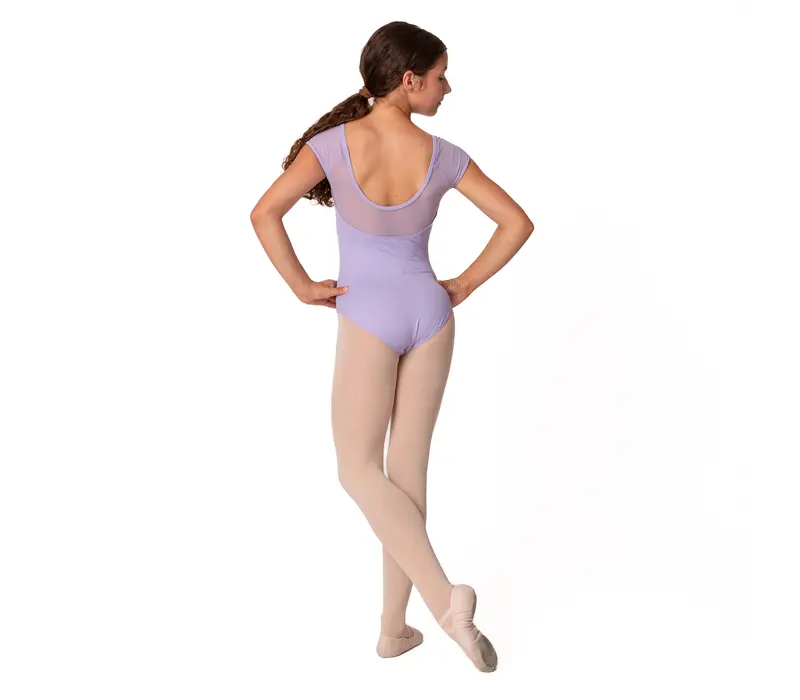 Mirella Soft mesh cap sleeve leotard, detský dres - Orgovánová lilac Bloch