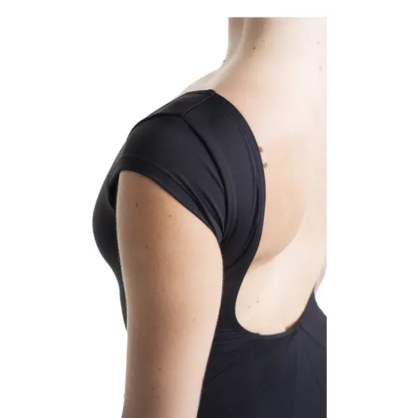 Mirella Black cap sleeve leotard, dámsky dres 