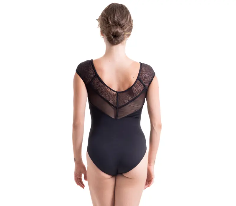 Seville strap back leotard, dámsky dres s rukávom - Čierna