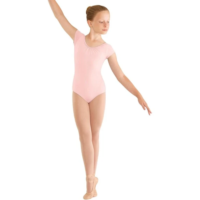 Mirella M414C, 3 Bow back cap sleeve leotard, detský baletný dres Mirella M414C, 3 Bow back cap sleeve leotard, detský baletný dres