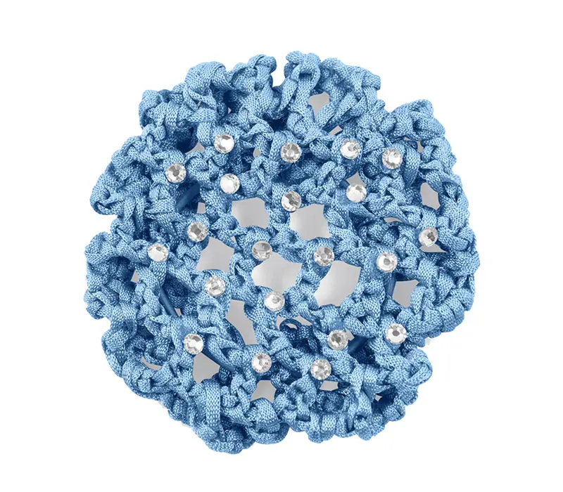 Rumpf Bun cover, farebná sieťka na konťu s kryštálom - Modrá - light blue