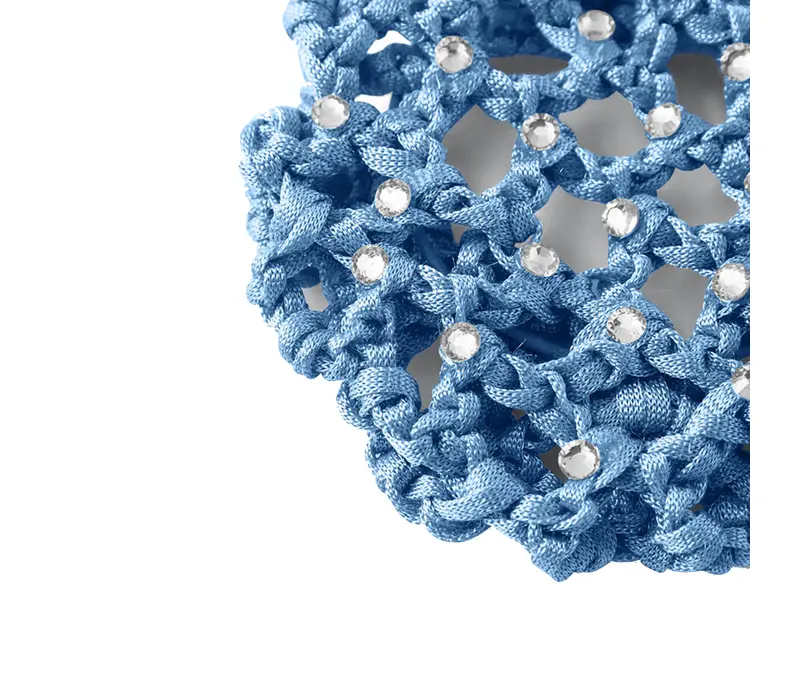 Rumpf Bun cover, farebná sieťka na konťu s kryštálom - Modrá - light blue