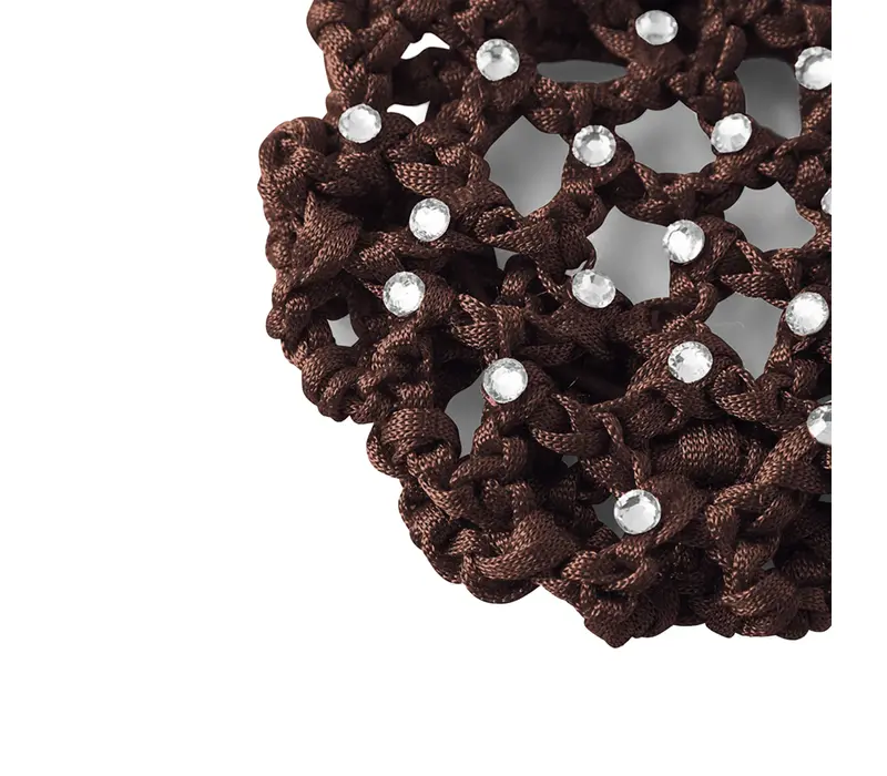Rumpf Bun cover, farebná sieťka na konťu s kryštálom - Kávová