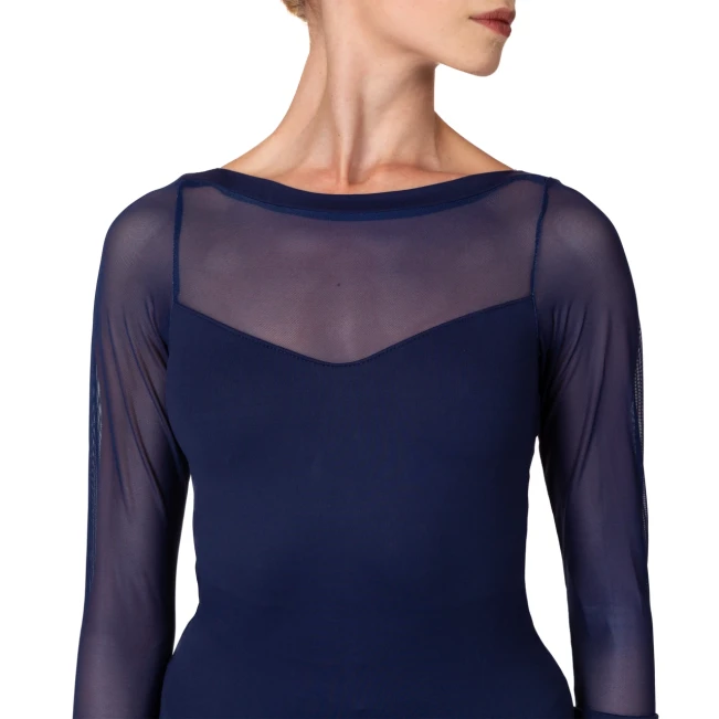 So Danca Elise, dres s trojštvrťovým sieťovaným rukávom So Danca Elise, dres s trojštvrťovým sieťovaným rukávom - Modrá - navy
