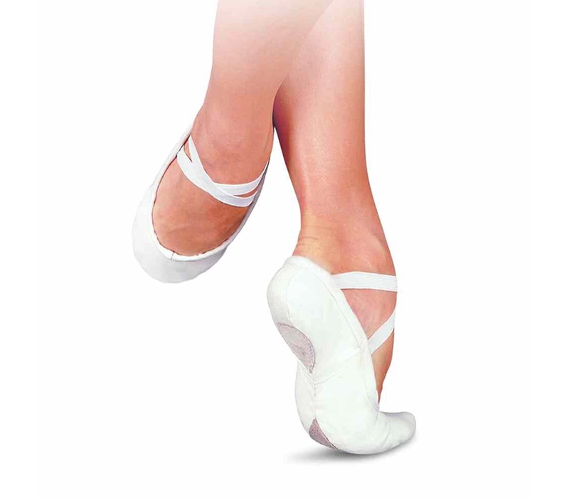 Sansha Pro, plátené baletné cvičky  - Biela
