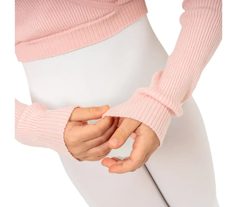 Bloch Fix Wrap Sweater, dievčenská baletný top na zahriatie Bloch Fix Wrap Sweater, dievčenská baletný top na zahriatie - Ružová svetlá Bloch